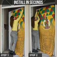 Melanesian Vanuatu Door Cover With Tapa Tribal Pattern and Triangle Geometric Tricolor - Polynesian Pride