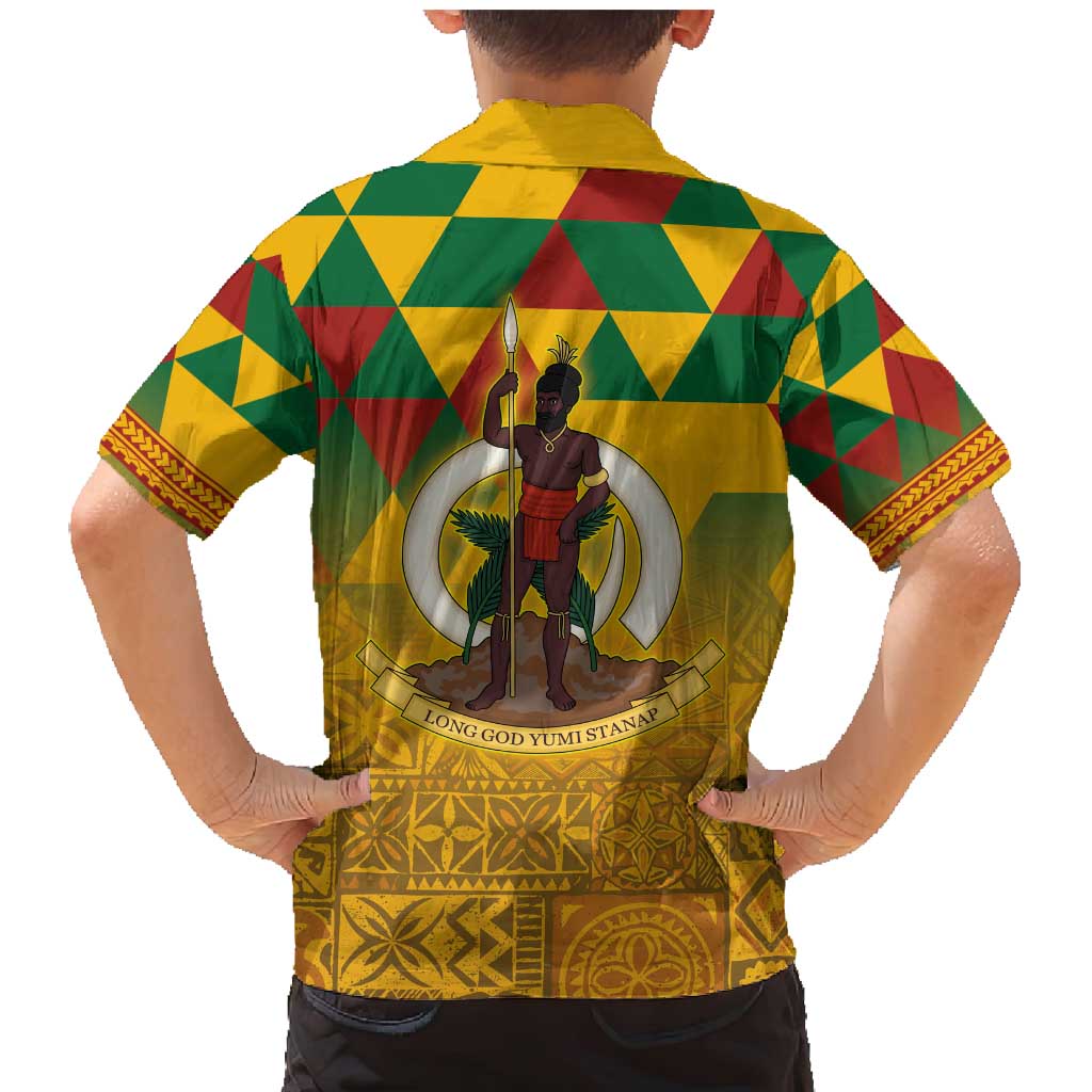 Melanesian Vanuatu Family Matching Mermaid Dress and Hawaiian Shirt With Tapa Tribal Pattern and Triangle Geometric Tricolor - Polynesian Pride