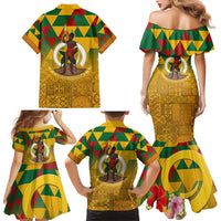 Melanesian Vanuatu Family Matching Mermaid Dress and Hawaiian Shirt With Tapa Tribal Pattern and Triangle Geometric Tricolor - Polynesian Pride
