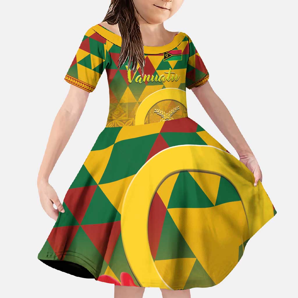 Melanesian Vanuatu Family Matching Summer Maxi Dress and Hawaiian Shirt With Tapa Tribal Pattern and Triangle Geometric Tricolor - Polynesian Pride
