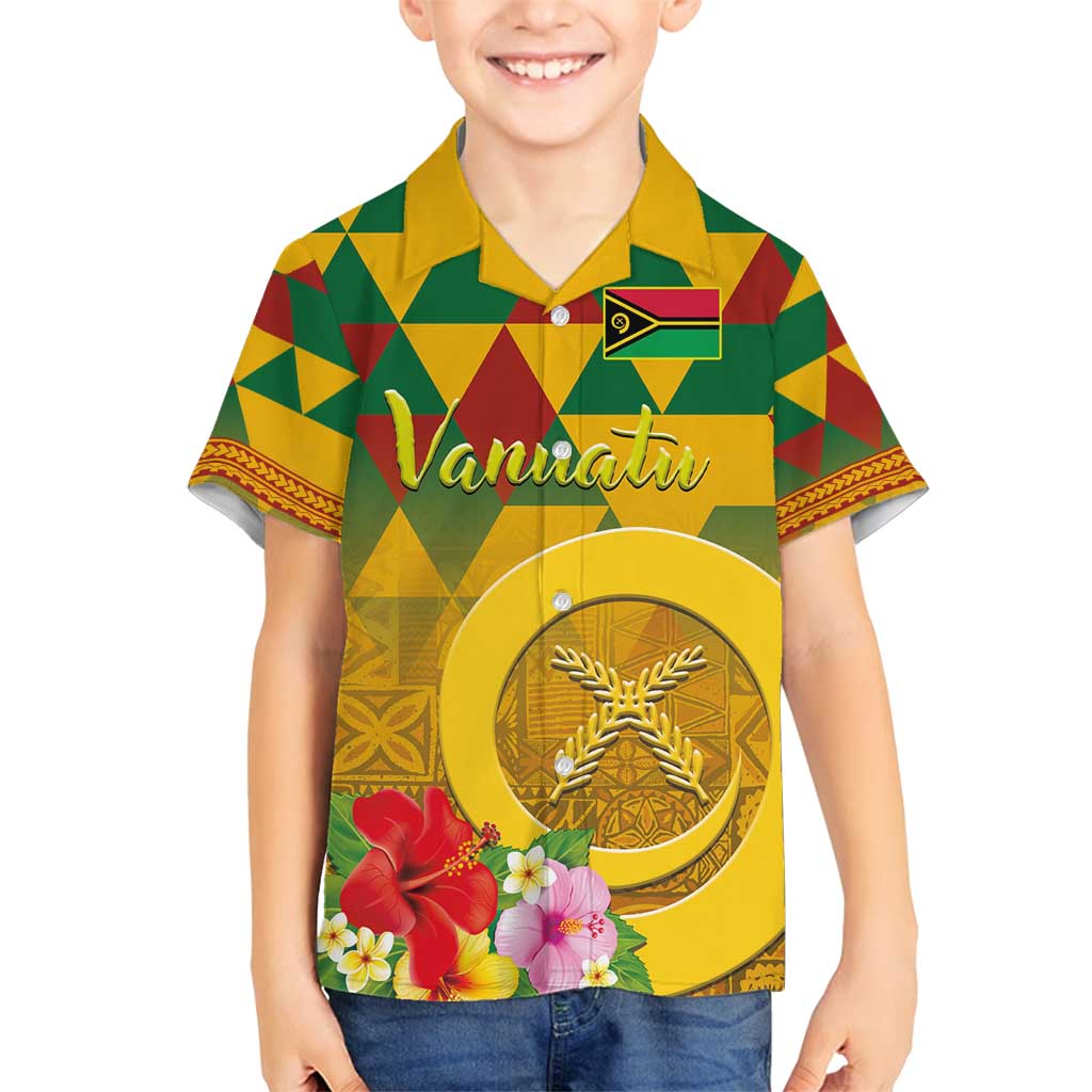 Melanesian Vanuatu Family Matching Tank Maxi Dress and Hawaiian Shirt With Tapa Tribal Pattern and Triangle Geometric Tricolor - Polynesian Pride