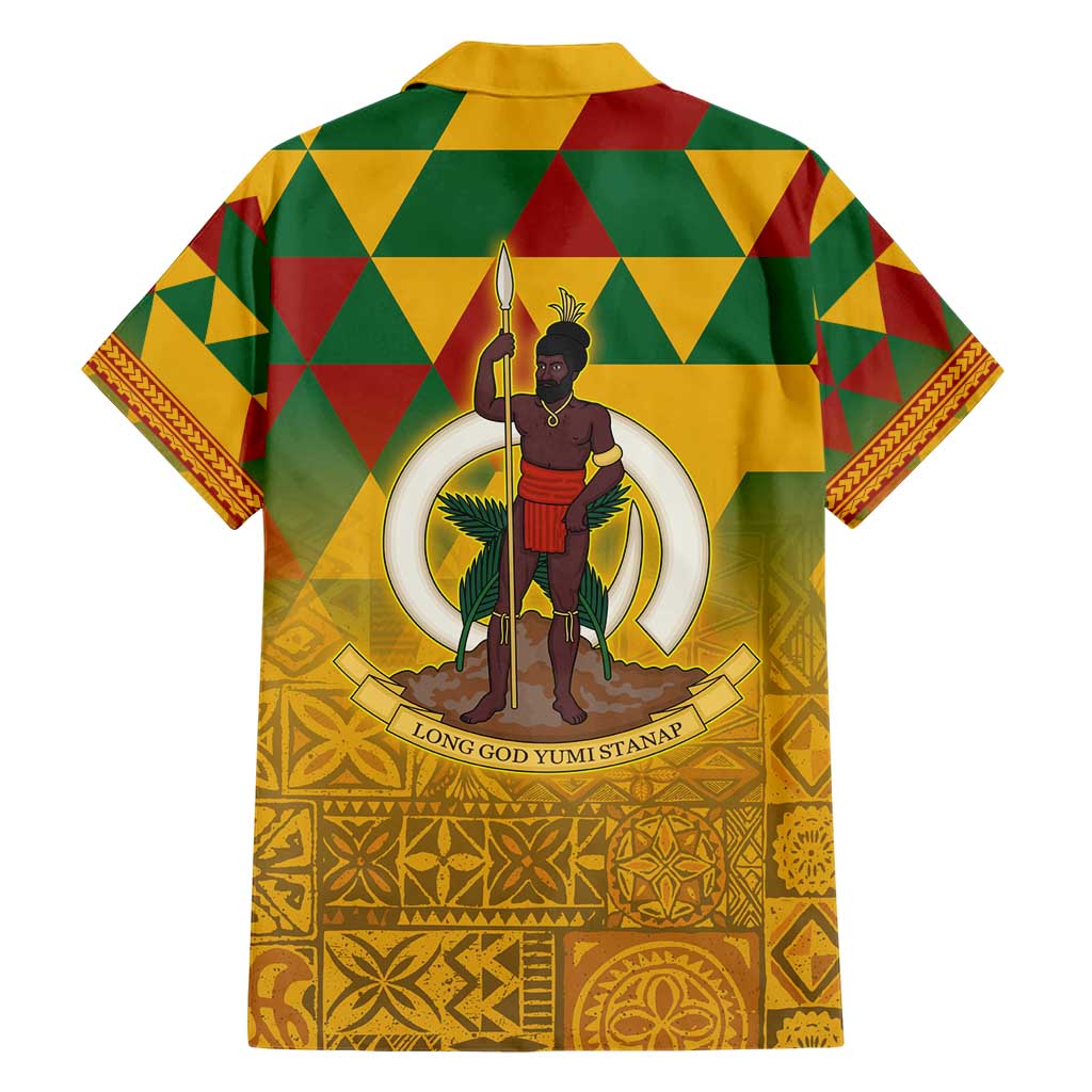 Melanesian Vanuatu Hawaiian Shirt With Tapa Tribal Pattern and Triangle Geometric Tricolor LT03 - Polynesian Pride