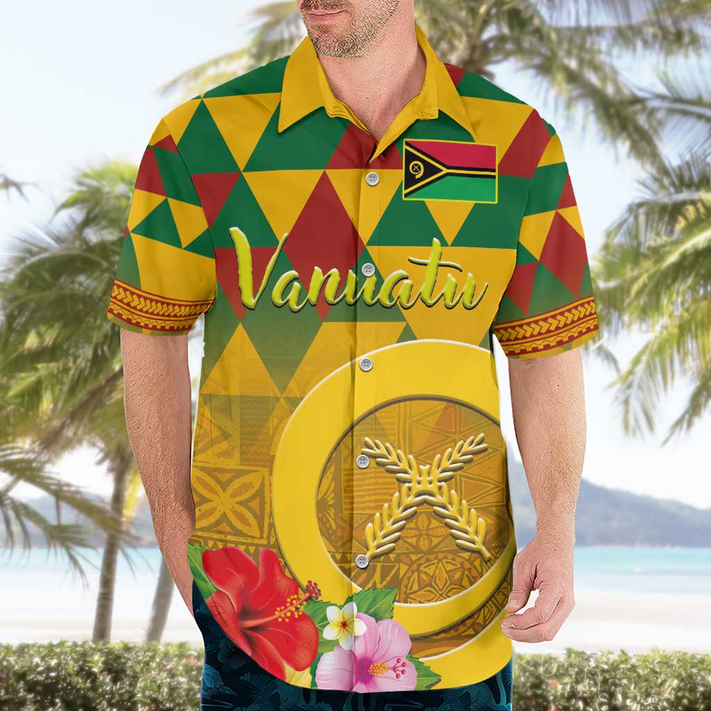 Melanesian Vanuatu Hawaiian Shirt With Tapa Tribal Pattern and Triangle Geometric Tricolor LT03 - Polynesian Pride