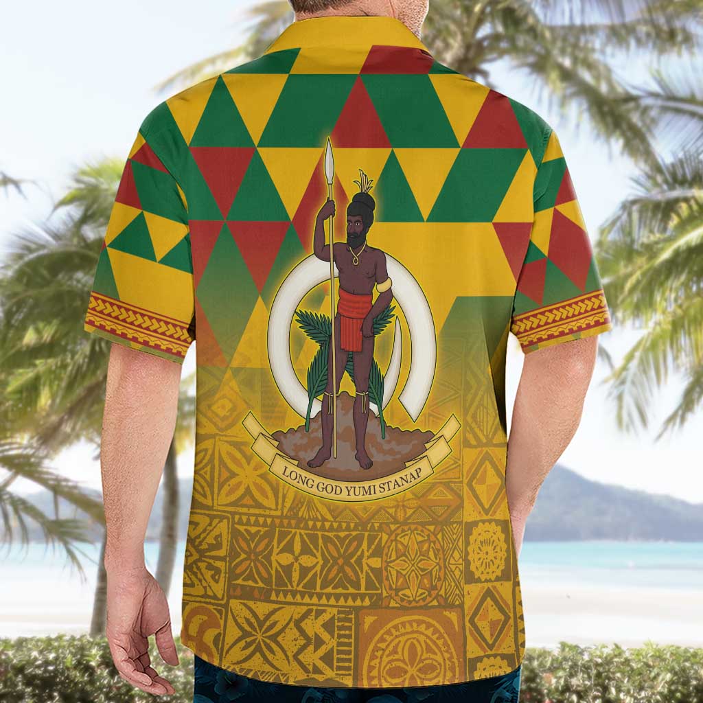 Melanesian Vanuatu Hawaiian Shirt With Tapa Tribal Pattern and Triangle Geometric Tricolor LT03 - Polynesian Pride