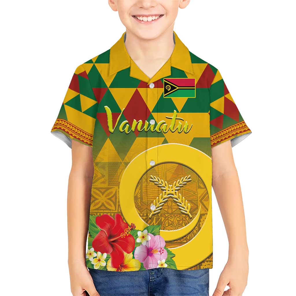 Melanesian Vanuatu Hawaiian Shirt With Tapa Tribal Pattern and Triangle Geometric Tricolor LT03 - Polynesian Pride