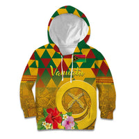 Melanesian Vanuatu Kid Hoodie With Tapa Tribal Pattern and Triangle Geometric Tricolor - Polynesian Pride