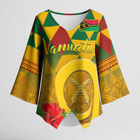 Melanesian Vanuatu Kimono Sleeve Blouse With Tapa Tribal Pattern and Triangle Geometric Tricolor LT03 Female Yellow - Polynesian Pride
