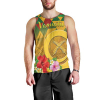 Melanesian Vanuatu Men Tank Top With Tapa Tribal Pattern and Triangle Geometric Tricolor LT03 - Polynesian Pride