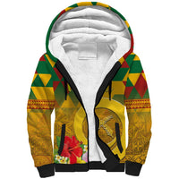Melanesian Vanuatu Sherpa Hoodie With Tapa Tribal Pattern and Triangle Geometric Tricolor LT03 Unisex Yellow - Polynesian Pride