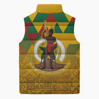 Melanesian Vanuatu Sleeveless Puffer Jacket With Tapa Tribal Pattern and Triangle Geometric Tricolor LT03 - Polynesian Pride