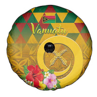 Melanesian Vanuatu Spare Tire Cover With Tapa Tribal Pattern and Triangle Geometric Tricolor - Polynesian Pride