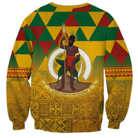 Melanesian Vanuatu Sweatshirt With Tapa Tribal Pattern and Triangle Geometric Tricolor LT03 - Polynesian Pride