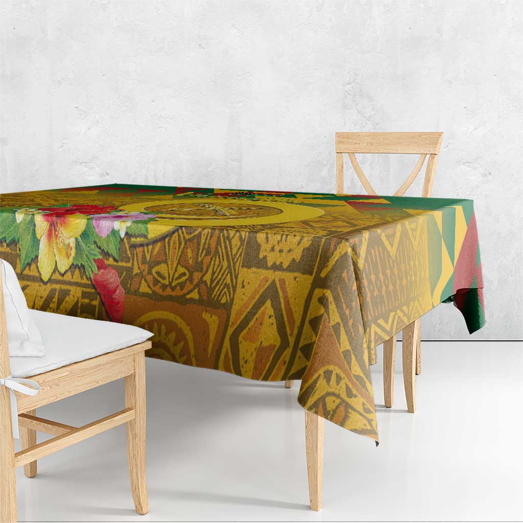 Melanesian Vanuatu Tablecloth With Tapa Tribal Pattern and Triangle Geometric Tricolor LT03 - Polynesian Pride