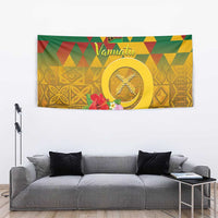 Melanesian Vanuatu Tapestry With Tapa Tribal Pattern and Triangle Geometric Tricolor - Polynesian Pride