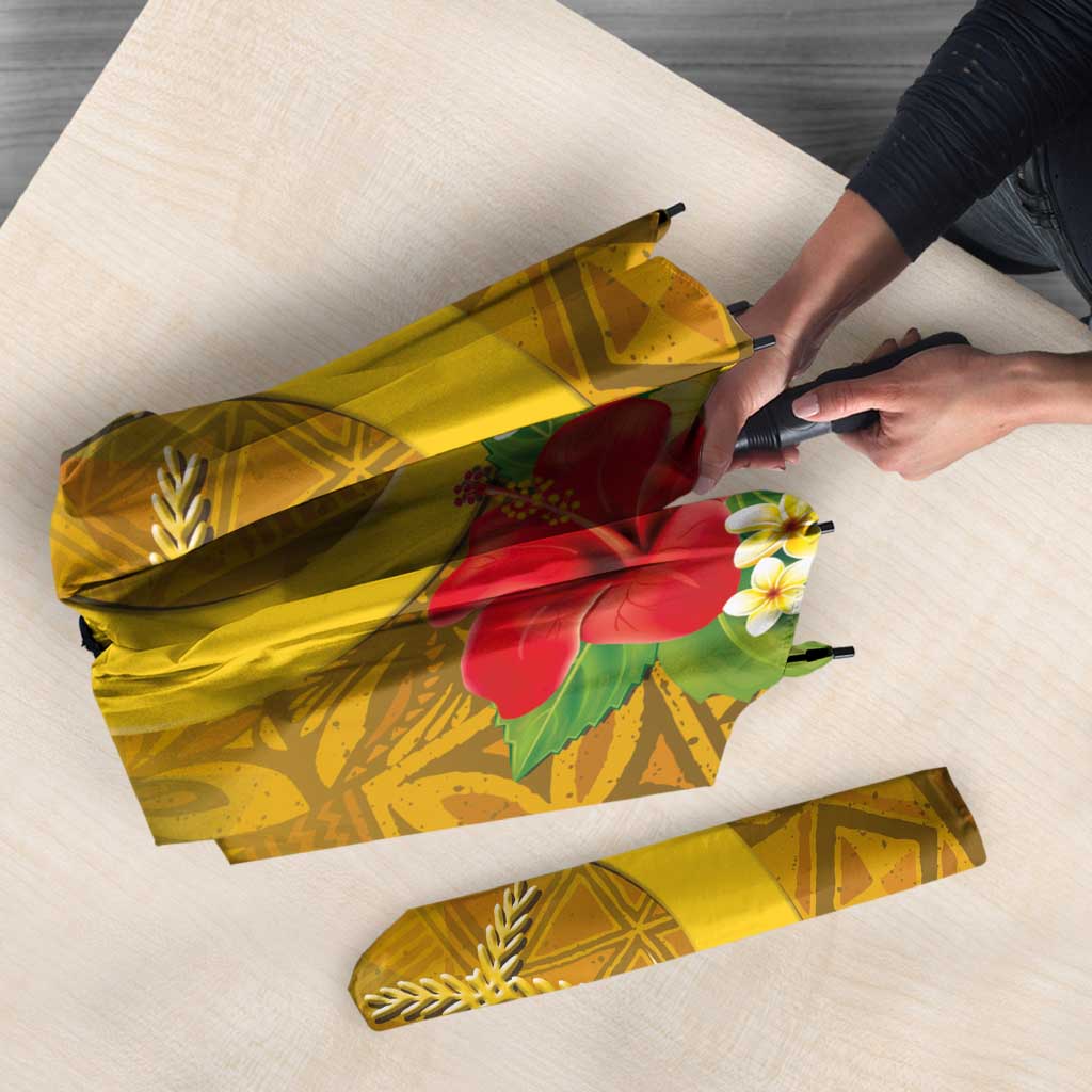 Melanesian Vanuatu Umbrella With Tapa Tribal Pattern and Triangle Geometric Tricolor LT03 - Polynesian Pride