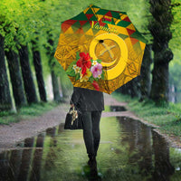 Melanesian Vanuatu Umbrella With Tapa Tribal Pattern and Triangle Geometric Tricolor LT03 - Polynesian Pride