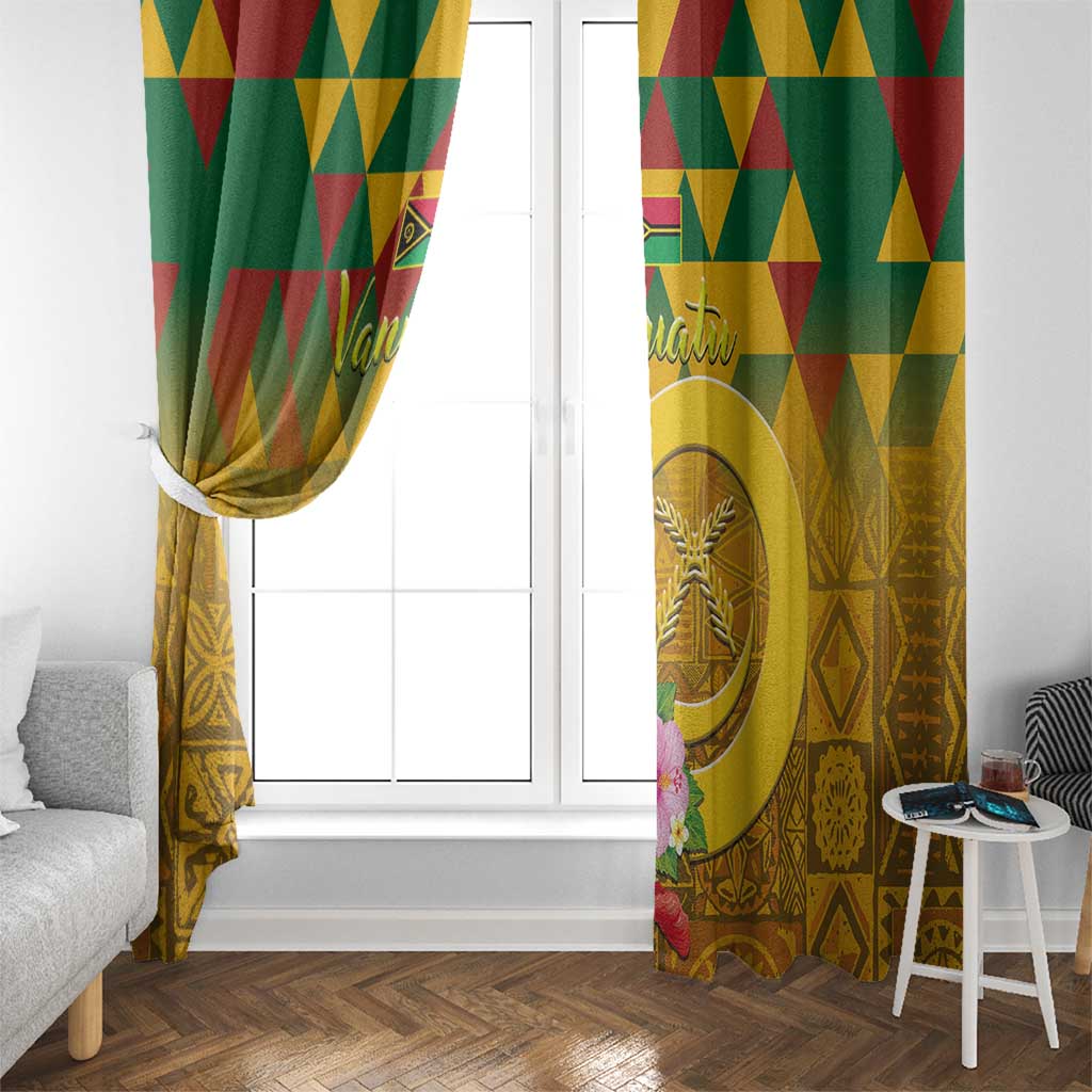 Melanesian Vanuatu Window Curtain With Tapa Tribal Pattern and Triangle Geometric Tricolor - Polynesian Pride