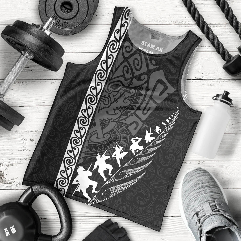 New Zealand Rugby Men Tank Top Haka Dance Tribal God Mask Maori Pattern LT03 Black - Polynesian Pride