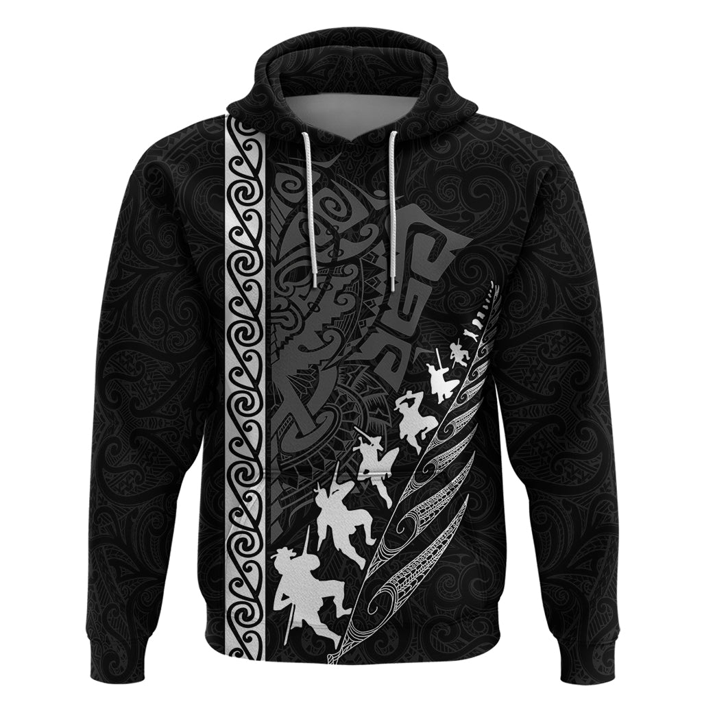 Custom New Zealand Rugby Hoodie Haka Dance Tribal God Mask Maori Pattern LT03 Pullover Hoodie Black - Polynesian Pride