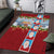 Merry Christmas Area Rug Funny Santa Claus Cards Photo and Polynesian Pattern Red Color