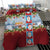 Merry Christmas Bedding Set Funny Santa Claus Cards Photo and Polynesian Pattern Red Color