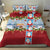 Merry Christmas Bedding Set Funny Santa Claus Cards Photo and Polynesian Pattern Red Color