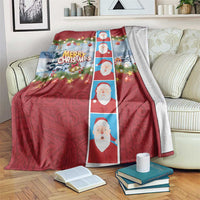 Merry Christmas Blanket Funny Santa Claus Cards Photo and Polynesian Pattern Red Color LT03 Red - Polynesian Pride