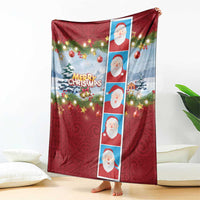Merry Christmas Blanket Funny Santa Claus Cards Photo and Polynesian Pattern Red Color LT03 - Polynesian Pride