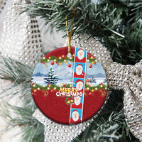 Merry Christmas Ceramic Ornament Funny Santa Claus Cards Photo and Polynesian Pattern Red Color LT03 - Polynesian Pride
