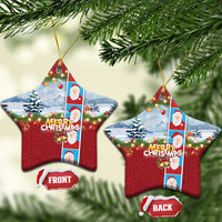 Merry Christmas Ceramic Ornament Funny Santa Claus Cards Photo and Polynesian Pattern Red Color LT03 Star Red - Polynesian Pride