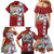 Merry Christmas Family Matching Mermaid Dress and Hawaiian Shirt Funny Santa Claus Cards Photo and Polynesian Pattern Red Color