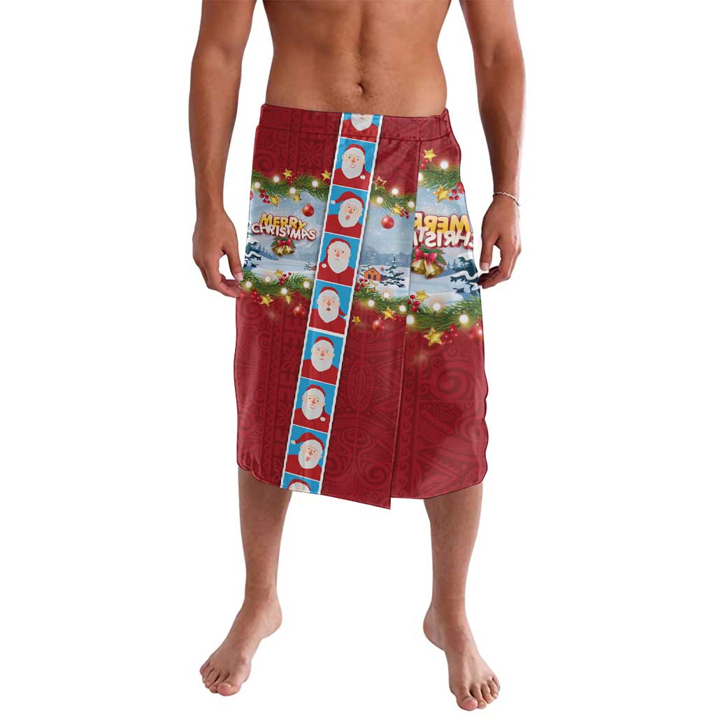 Merry Christmas Lavalava Funny Santa Claus Cards Photo and Polynesian Pattern Red Color LT03 Red - Polynesian Pride