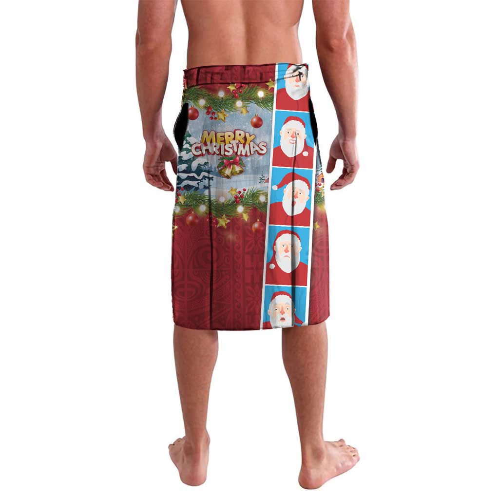 Merry Christmas Lavalava Funny Santa Claus Cards Photo and Polynesian Pattern Red Color LT03 - Polynesian Pride
