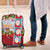 Merry Christmas Luggage Cover Funny Santa Claus Cards Photo and Polynesian Pattern Red Color