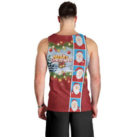 Merry Christmas Men Tank Top Funny Santa Claus Cards Photo and Polynesian Pattern Red Color LT03 - Polynesian Pride