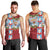 Merry Christmas Men Tank Top Funny Santa Claus Cards Photo and Polynesian Pattern Red Color