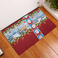 Merry Christmas Rubber Doormat Funny Santa Claus Cards Photo and Polynesian Pattern Red Color LT03 - Polynesian Pride