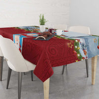 Merry Christmas Tablecloth Funny Santa Claus Cards Photo and Polynesian Pattern Red Color LT03 - Polynesian Pride