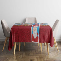 Merry Christmas Tablecloth Funny Santa Claus Cards Photo and Polynesian Pattern Red Color LT03 - Polynesian Pride