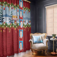 Merry Christmas Window Curtain Funny Santa Claus Cards Photo and Polynesian Pattern Red Color LT03 - Polynesian Pride