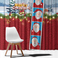 Merry Christmas Window Curtain Funny Santa Claus Cards Photo and Polynesian Pattern Red Color LT03 - Polynesian Pride