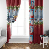 Merry Christmas Window Curtain Funny Santa Claus Cards Photo and Polynesian Pattern Red Color LT03 - Polynesian Pride