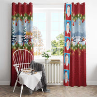 Merry Christmas Window Curtain Funny Santa Claus Cards Photo and Polynesian Pattern Red Color LT03 - Polynesian Pride
