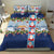 Merry Christmas Bedding Set Funny Santa Claus Cards Photo and Polynesian Pattern Blue Color LT03