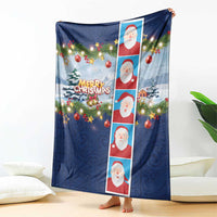 Merry Christmas Blanket Funny Santa Claus Cards Photo and Polynesian Pattern Blue Color LT03 - Polynesian Pride