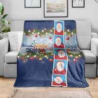 Merry Christmas Blanket Funny Santa Claus Cards Photo and Polynesian Pattern Blue Color LT03 - Polynesian Pride