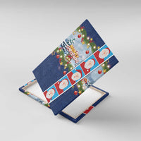 Merry Christmas Canvas Wall Art Funny Santa Claus Cards Photo and Polynesian Pattern Blue Color LT03 With Frame Blue - Polynesian Pride
