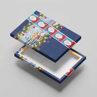 Merry Christmas Canvas Wall Art Funny Santa Claus Cards Photo and Polynesian Pattern Blue Color LT03 - Polynesian Pride