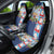 Merry Christmas Car Seat Cover Funny Santa Claus Cards Photo and Polynesian Pattern Blue Color LT03