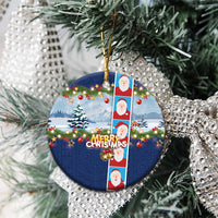 Merry Christmas Ceramic Ornament Funny Santa Claus Cards Photo and Polynesian Pattern Blue Color LT03 - Polynesian Pride
